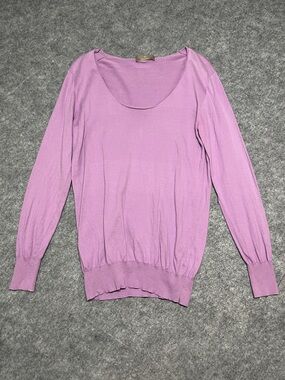 Cruciani Lilac Scoop Neck Long Sleeve Lightweight Sweater